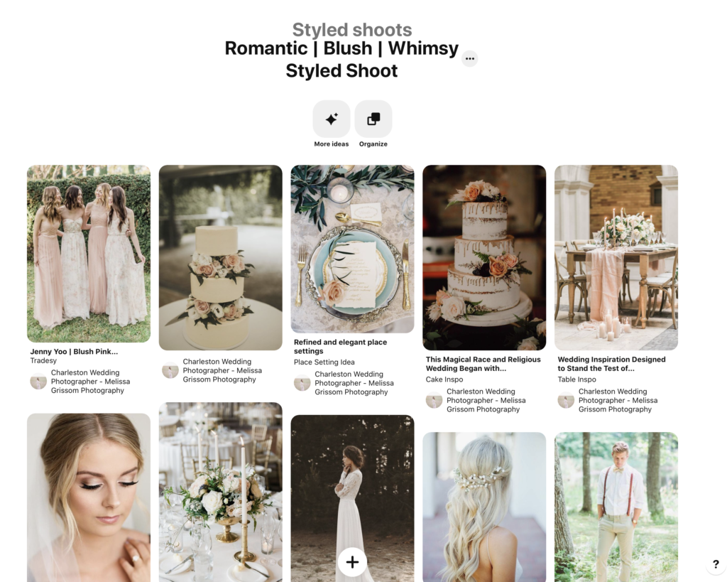 a visual styled shoot aesthetic board planned on Pinterest